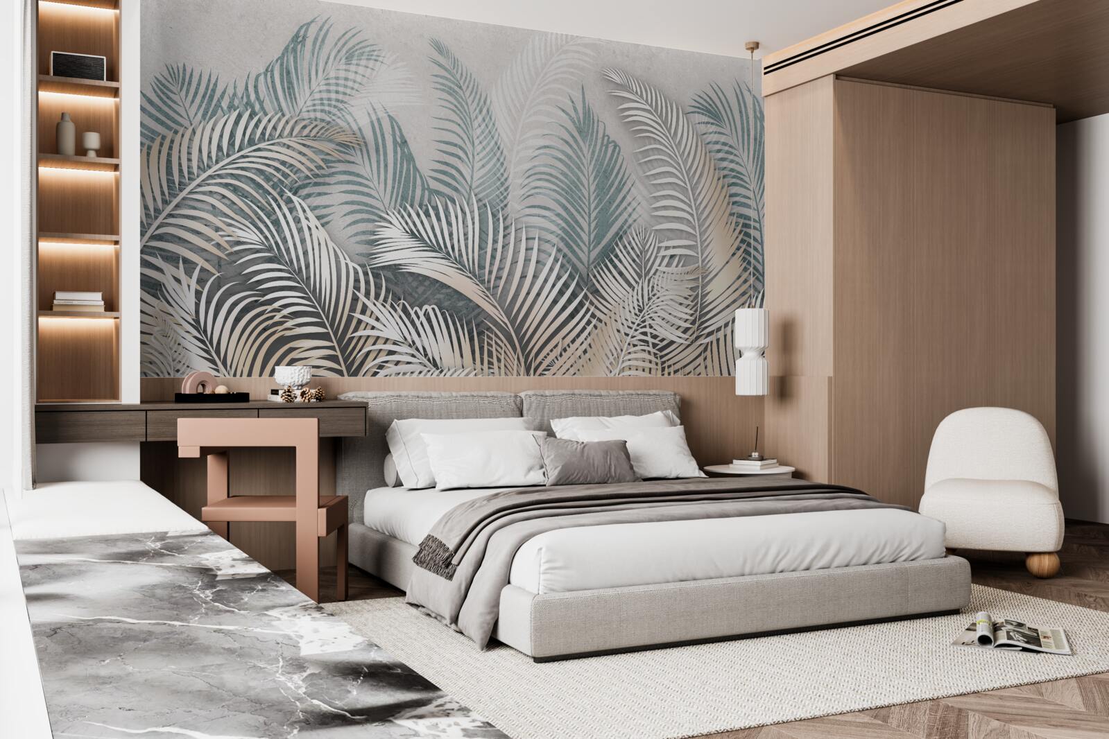 Фотошпалери листя папороті у відтінках коричневого та зеленого