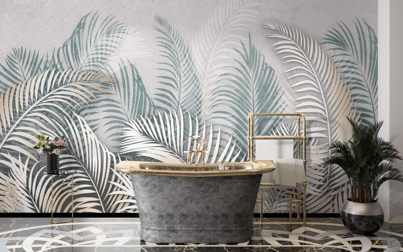 Фотошпалери листя папороті у відтінках коричневого та зеленого