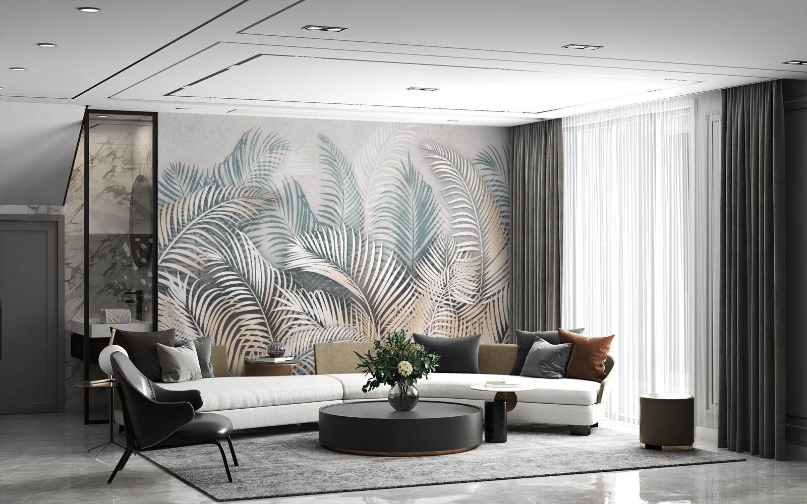 Фотошпалери листя папороті у відтінках коричневого та зеленого