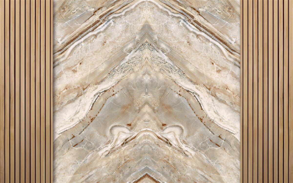 Фотошпалери вертикальне дерево зі світлим мармуром