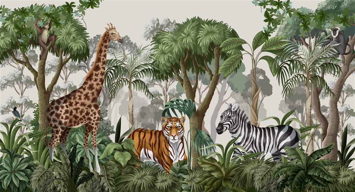 Фотошпалери тварини африки в лісовому середовищі