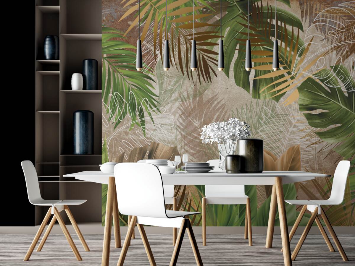 Фотошпалери великі листові пластинки тропічних лісів