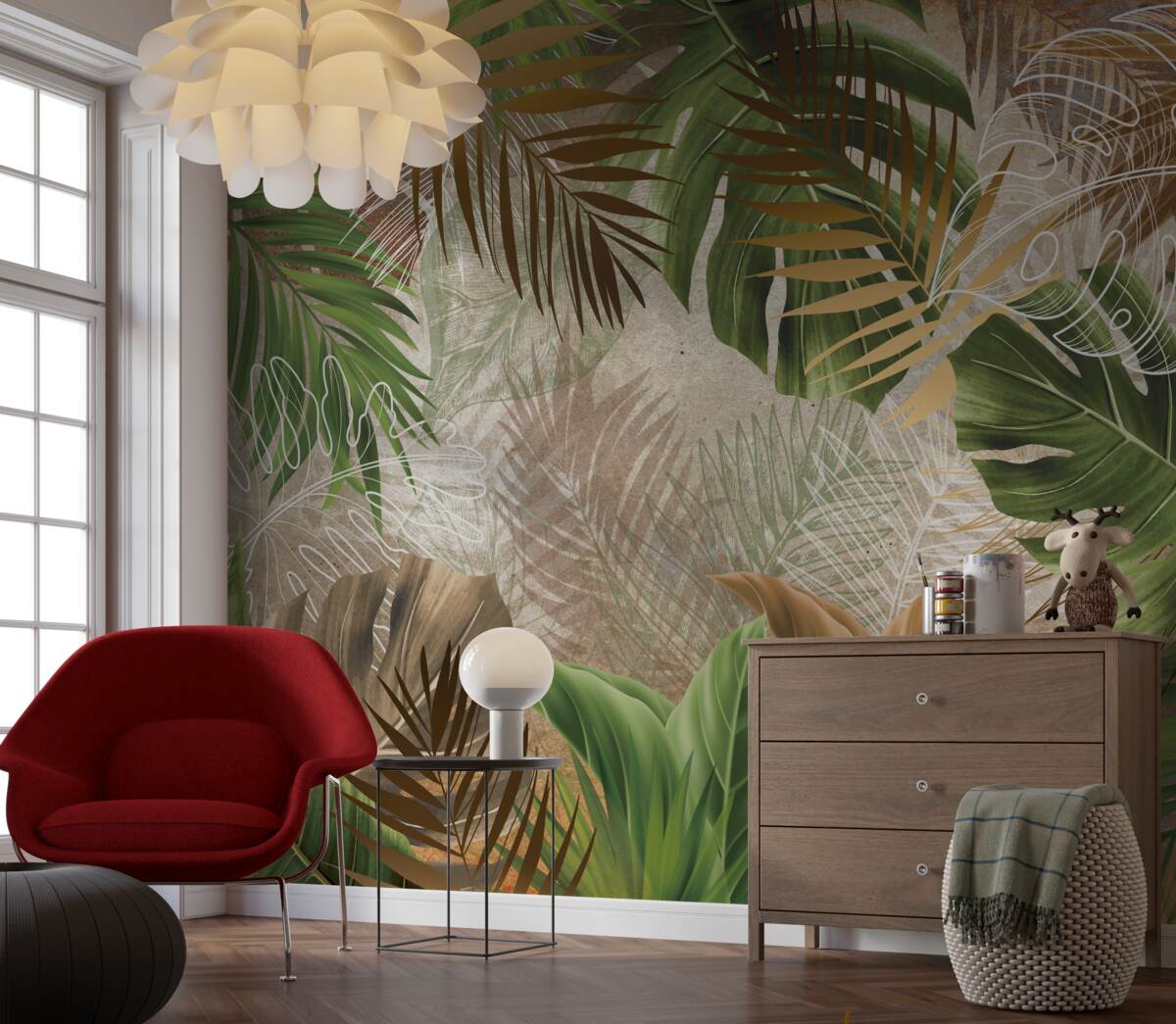 Фотошпалери великі листові пластинки тропічних лісів