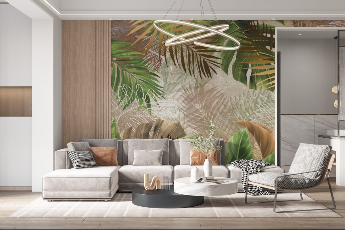 Фотошпалери великі листові пластинки тропічних лісів