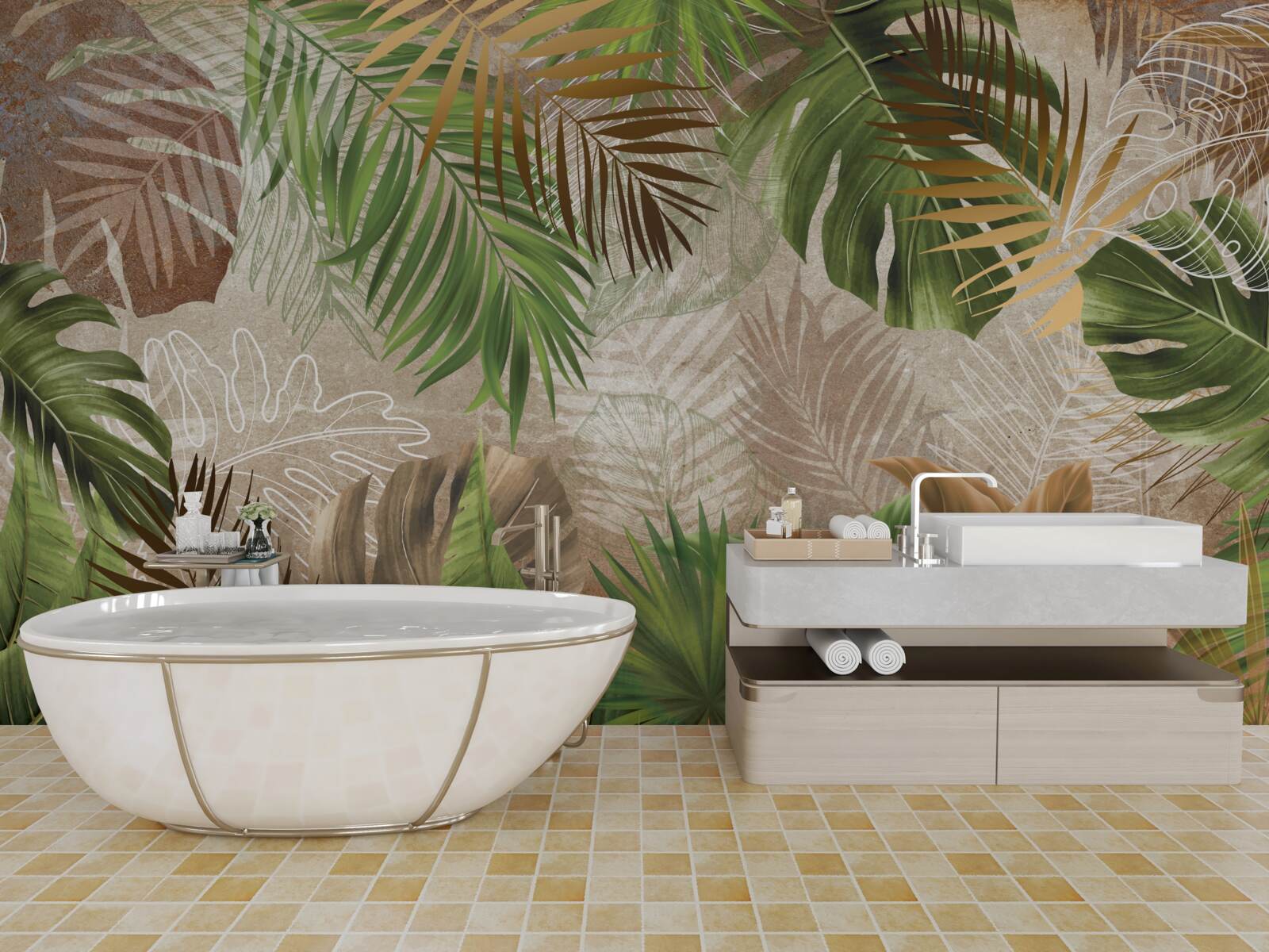 Фотошпалери різноманітність зелених папоротей