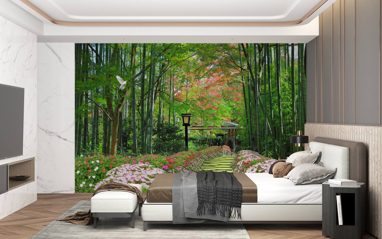 Фотошпалери фото лісу із зеленню та стежкою