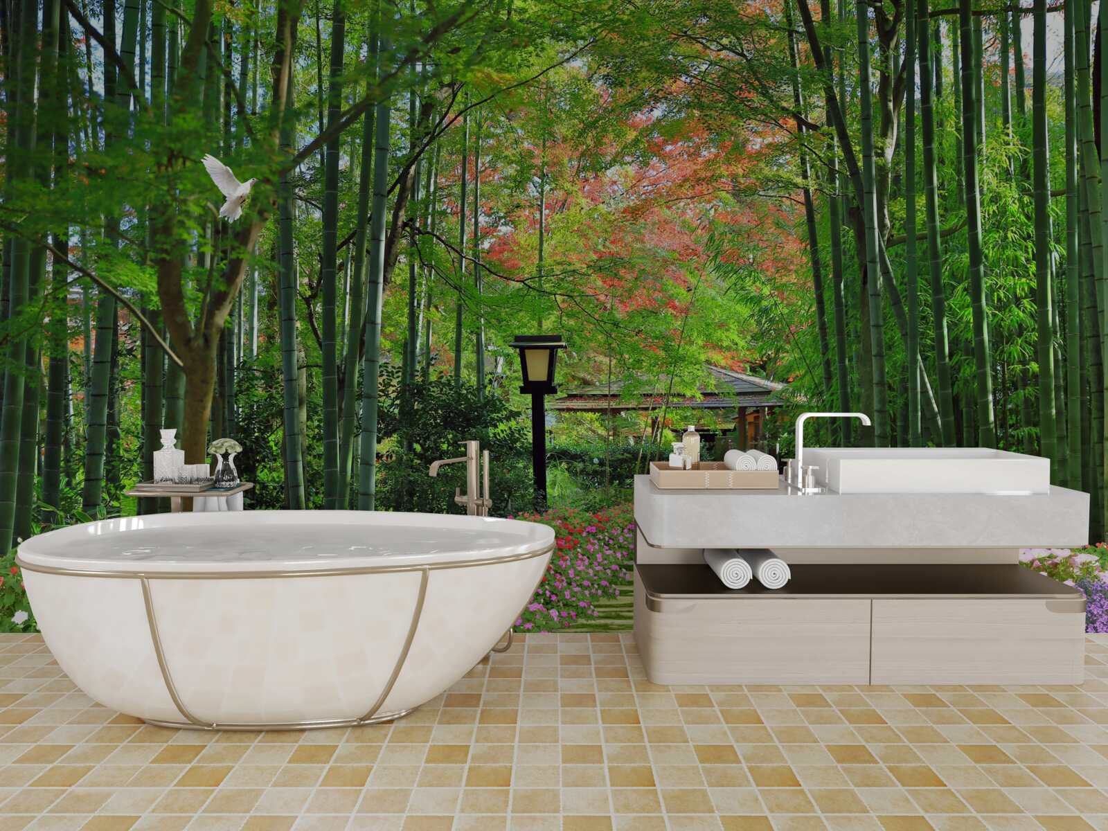 Фотошпалери фото лісу із зеленню та стежкою