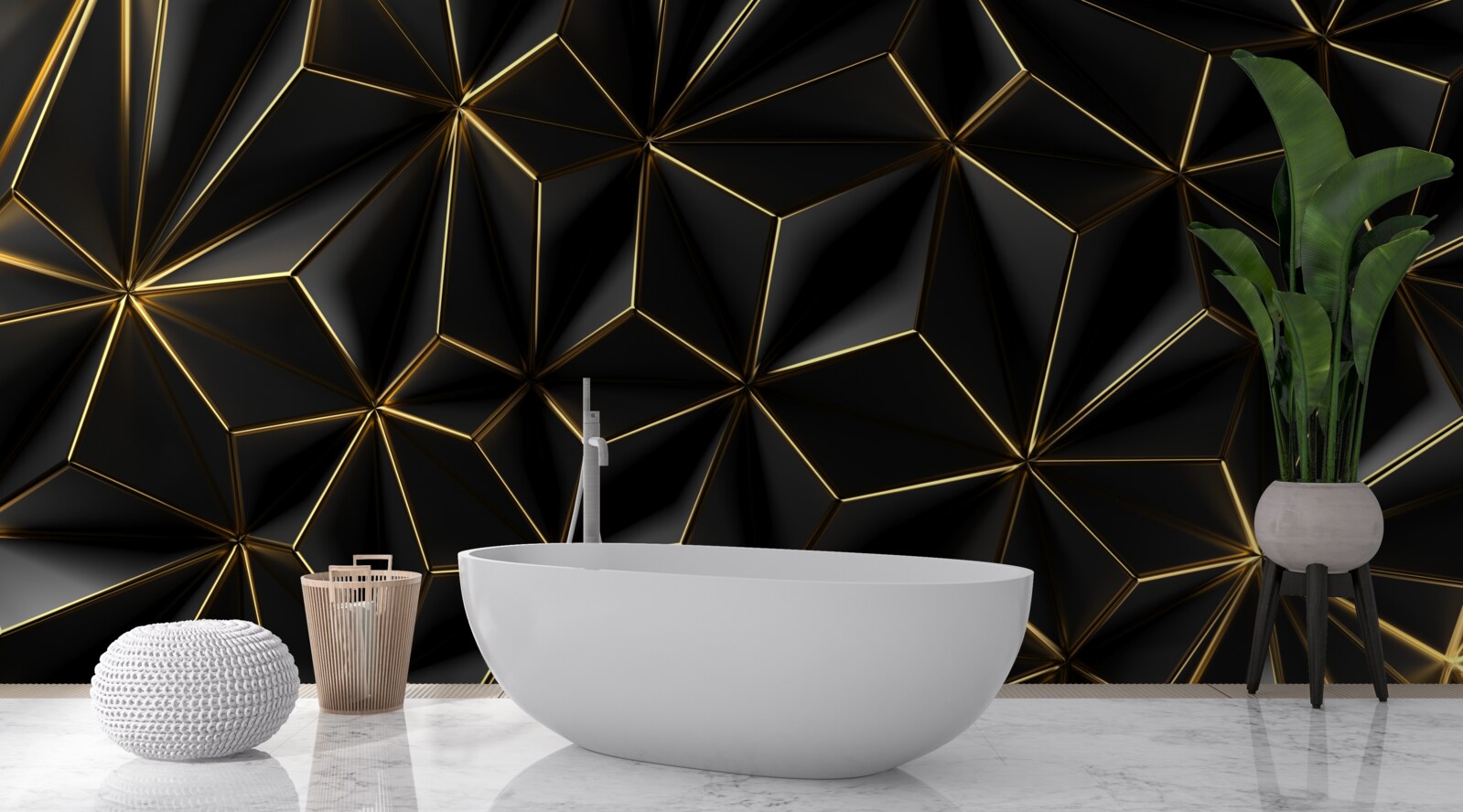 Фотошпалери чорні фігури з об'ємного золота