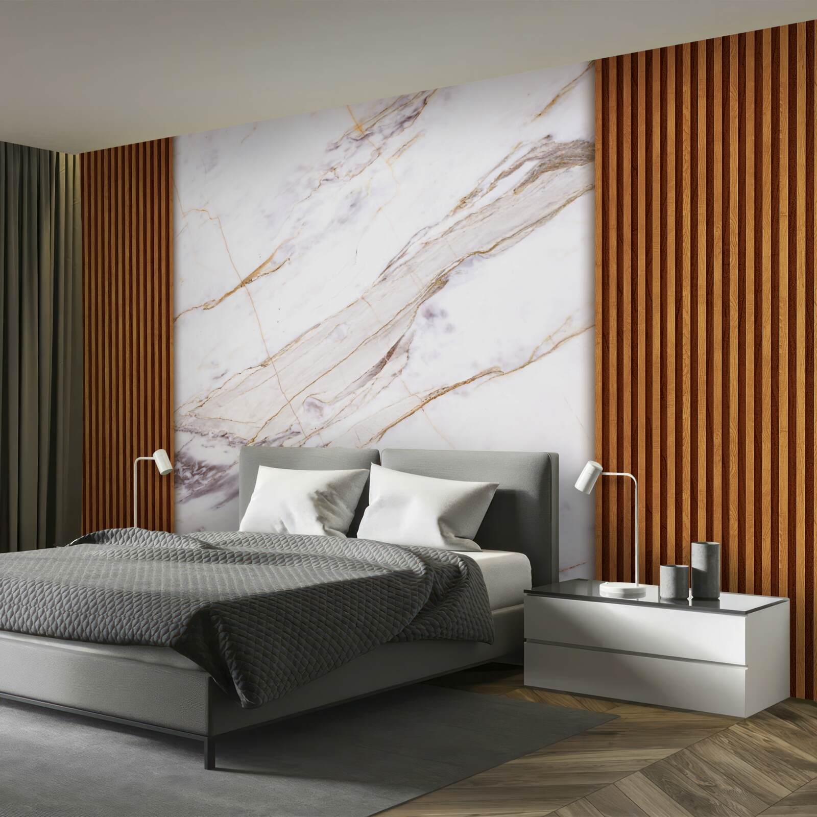 Фотошпалери дерево, оздоблене білим мармуром