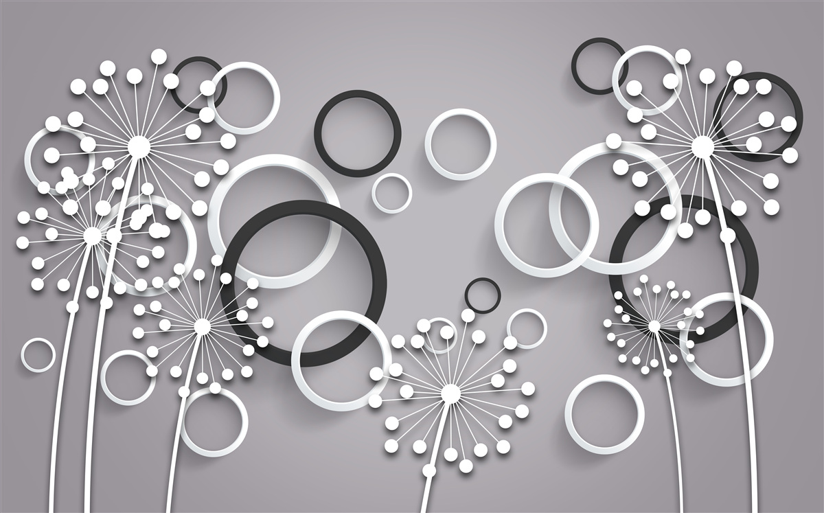 Фотошпалери сірі кола та молочай