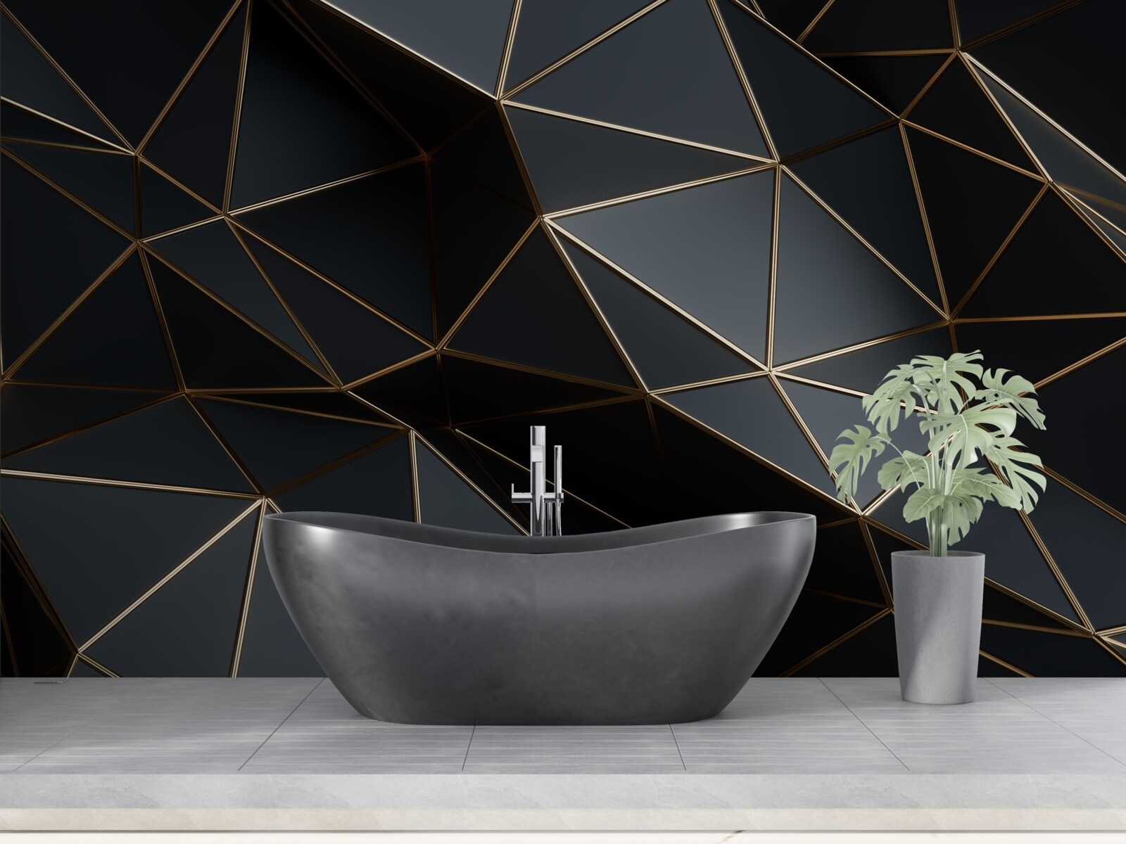 Фотошпалери чорні та золоті 3d-об'єкти