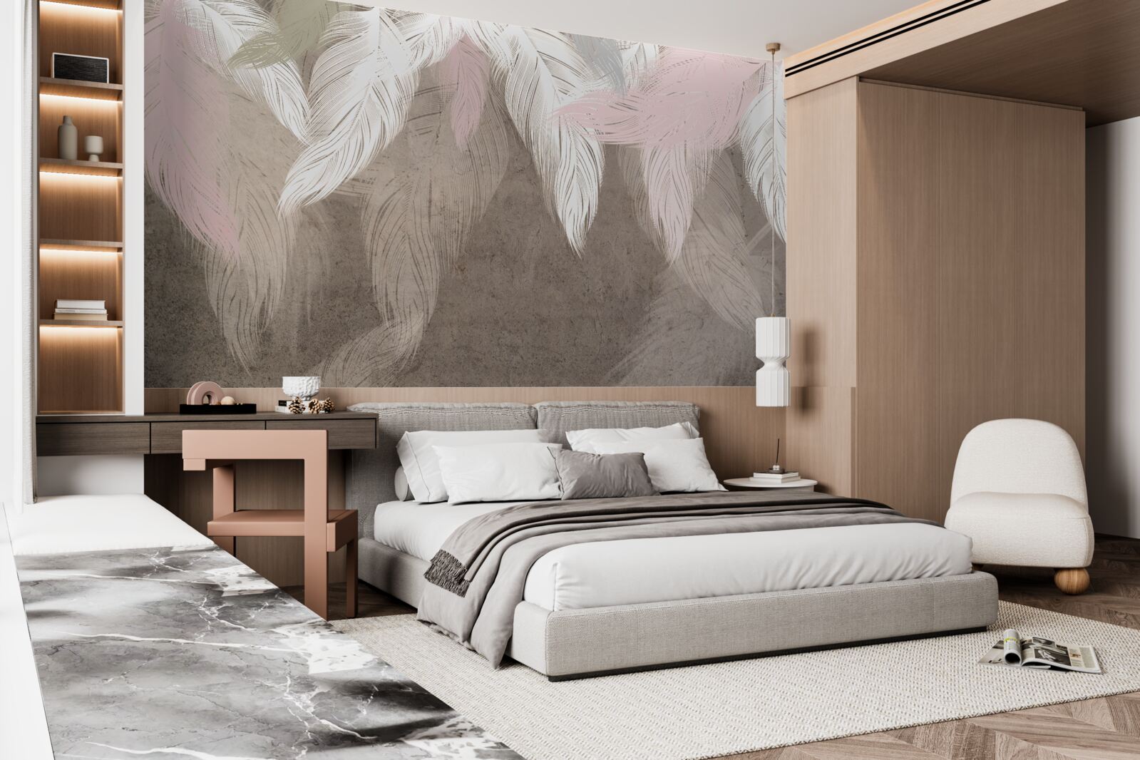 Фотошпалери повітряне пір'я падає