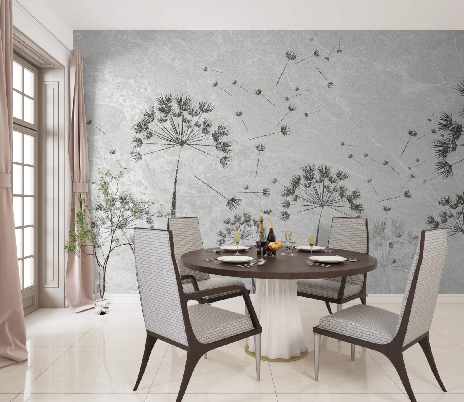 Фотошпалери вітер здуває пелюстки кульбаби