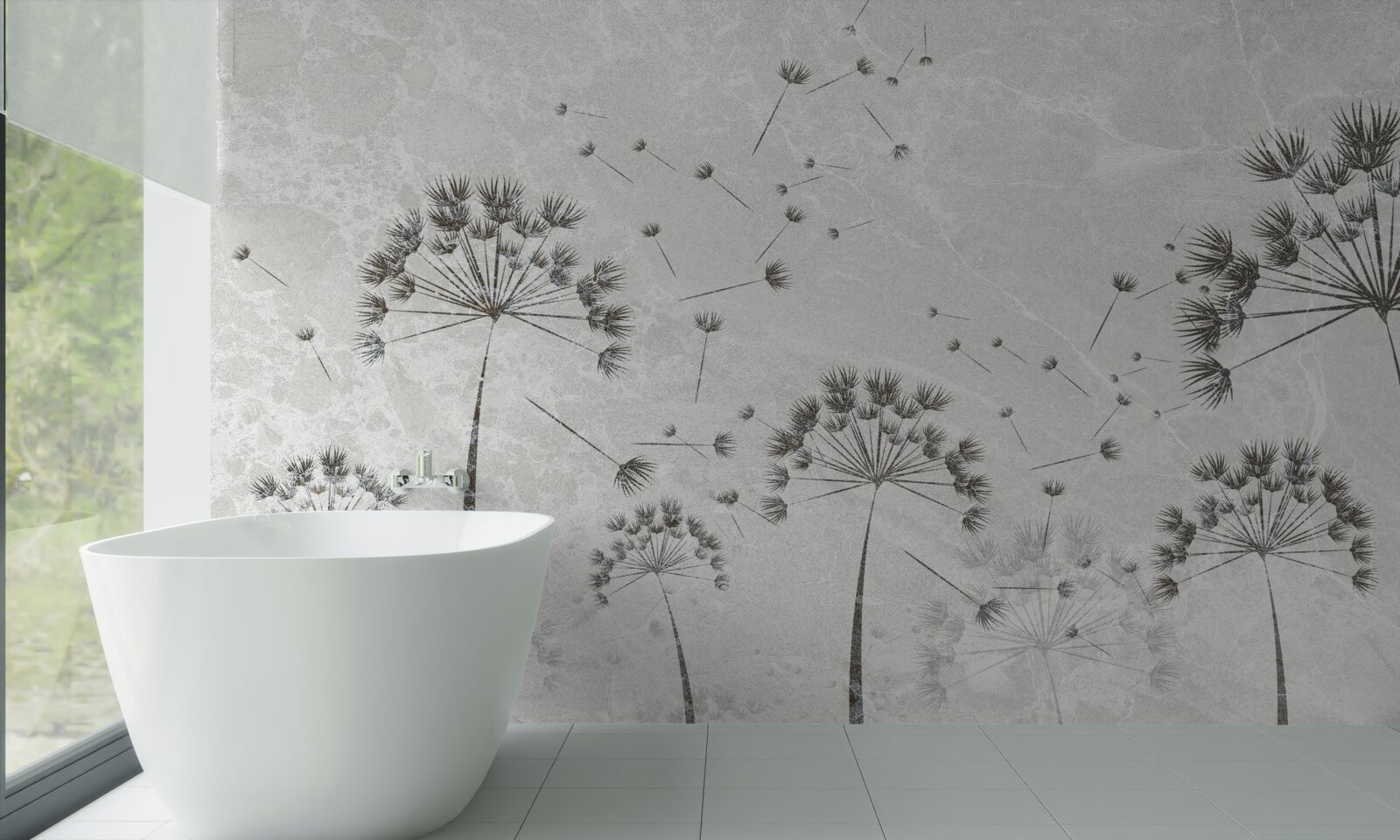 Фотошпалери вітер здуває пелюстки кульбаби