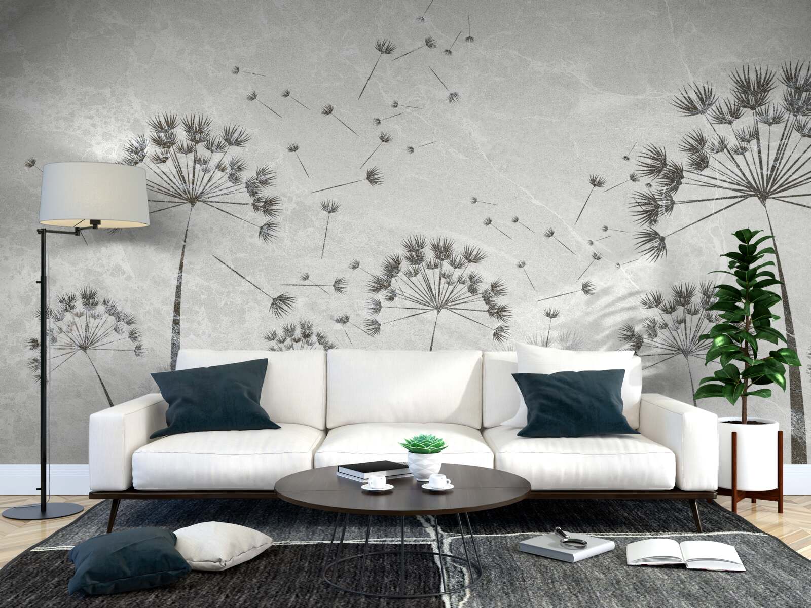 Фотошпалери вітер здуває пелюстки кульбаби