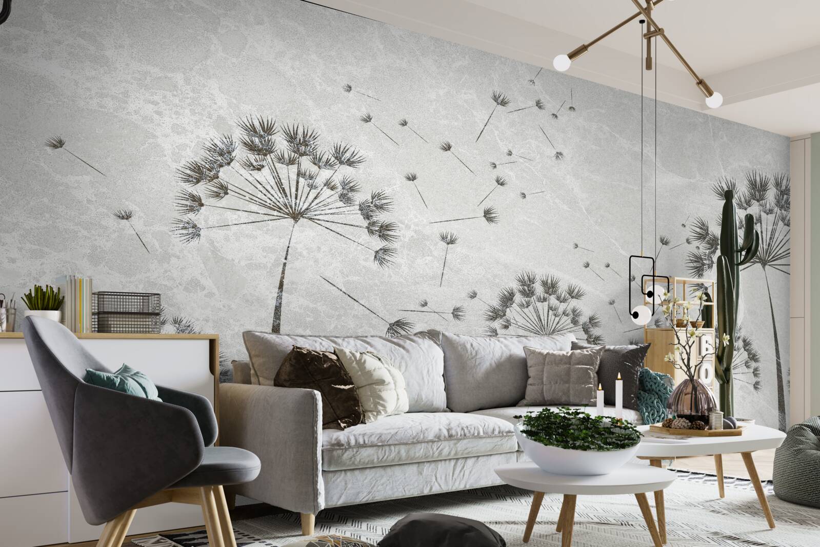 Фотошпалери вітер здуває пелюстки кульбаби