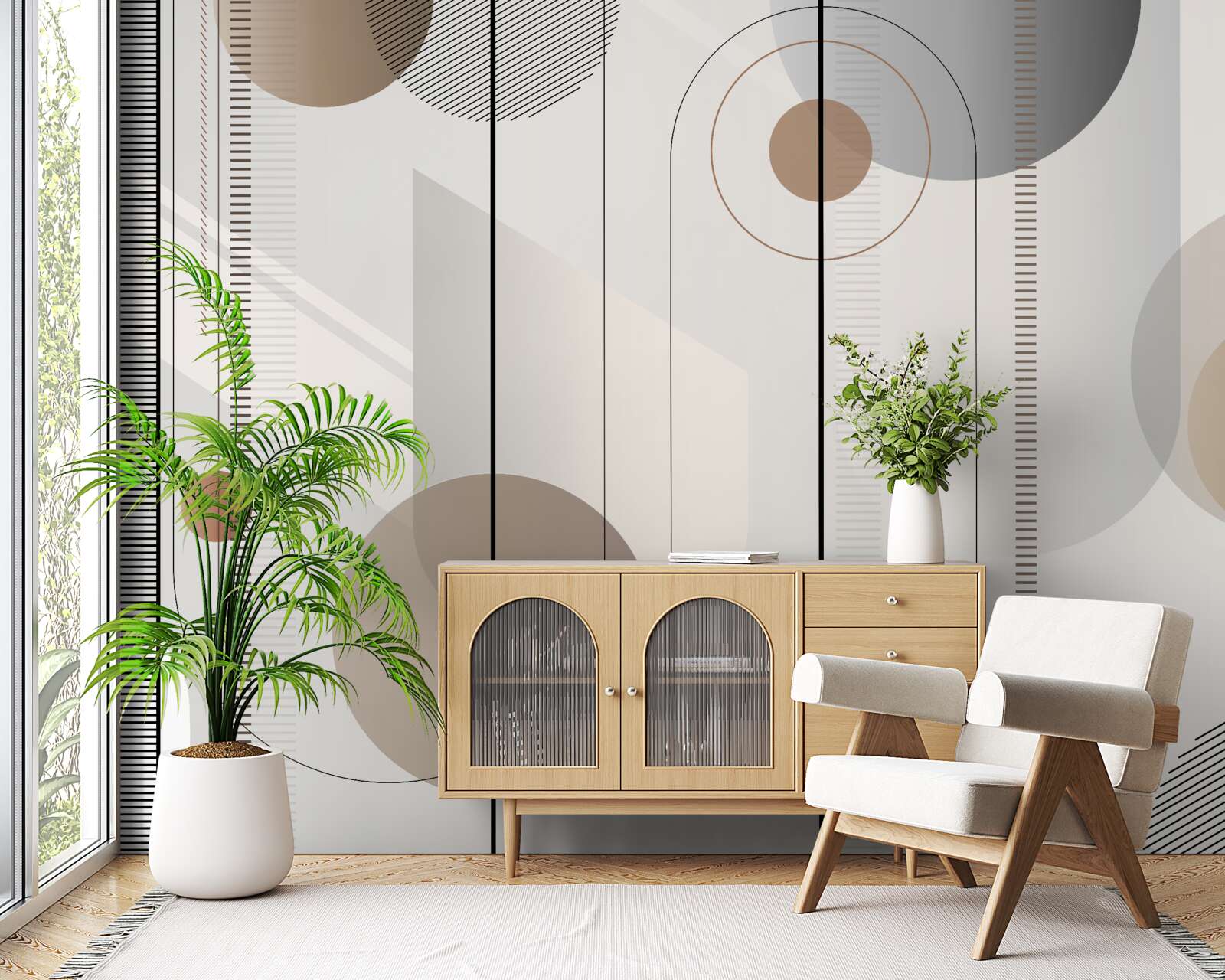 Фотошпалери світлі лінії та абстрактні кола