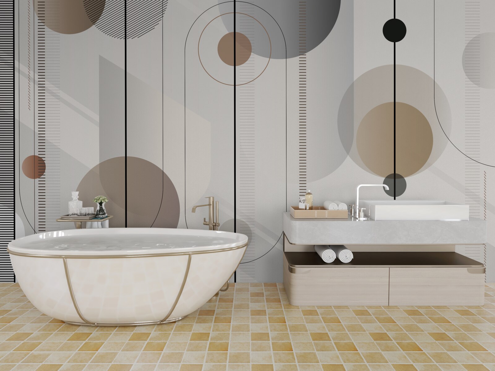 Фотошпалери світлі лінії та абстрактні кола