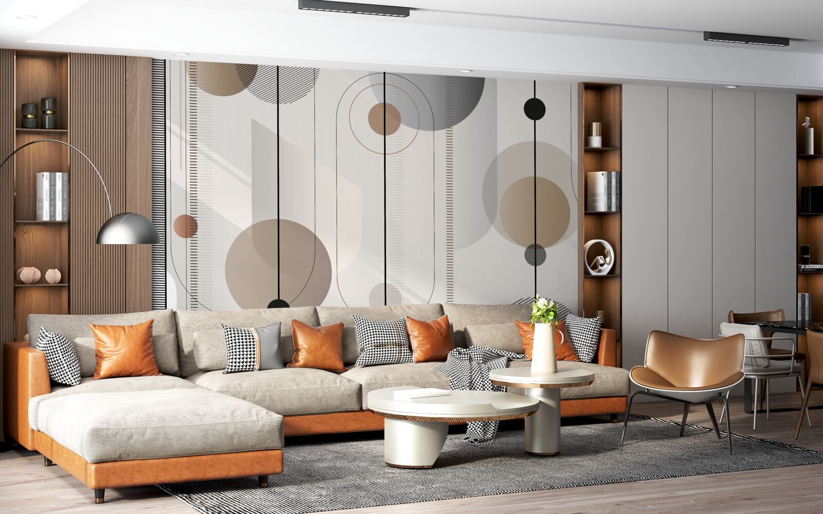 Фотошпалери світлі лінії та абстрактні кола