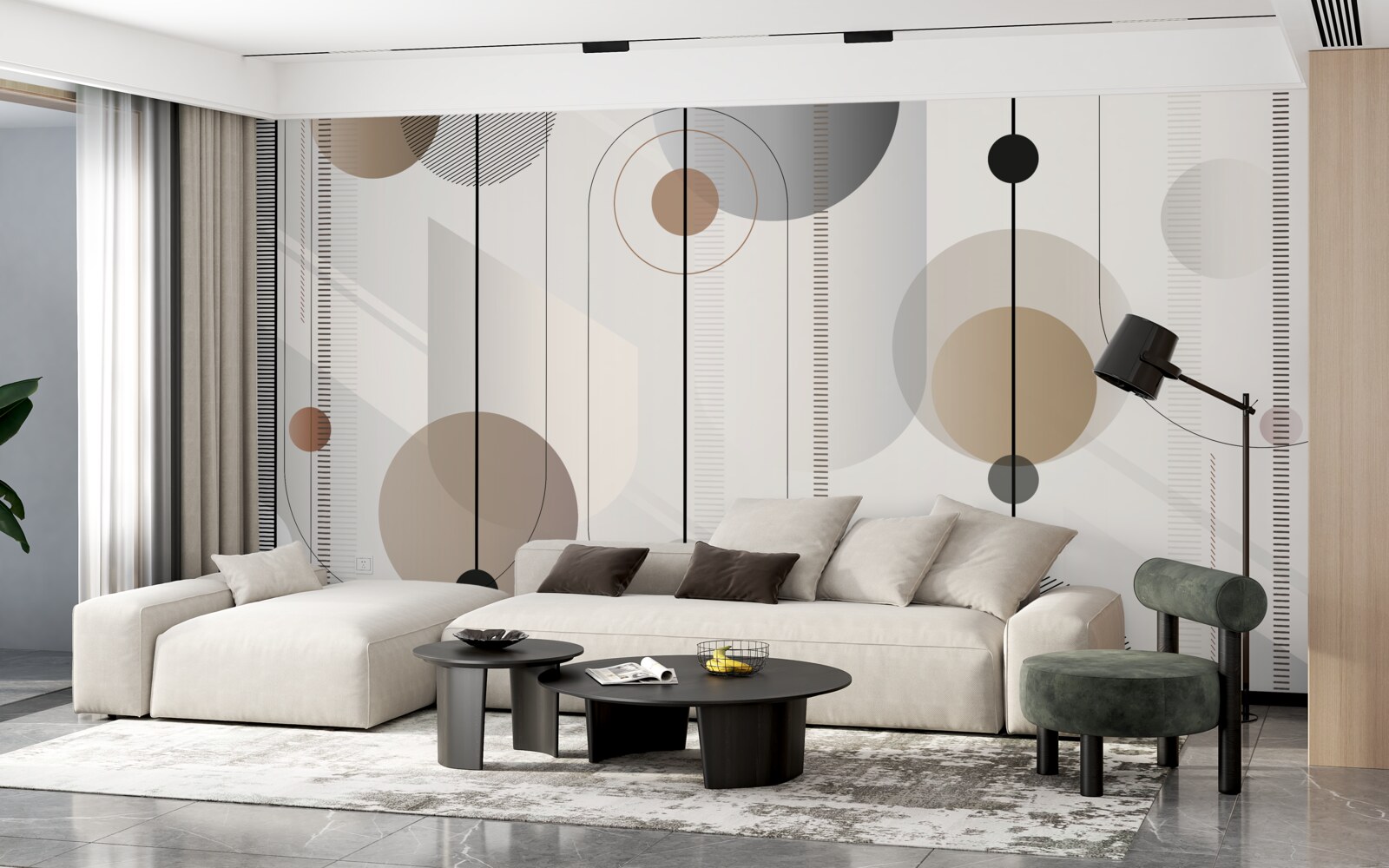 Фотошпалери світлі лінії та абстрактні кола