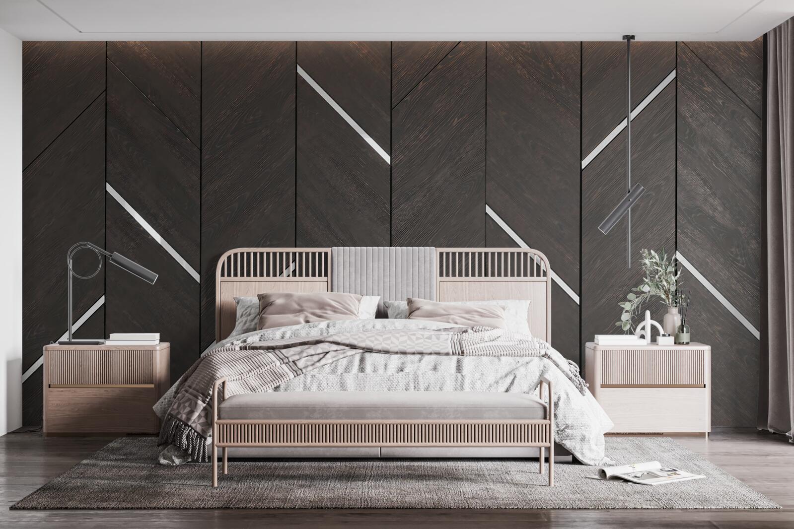 Фотошпалери паркет чорний з білими смугами