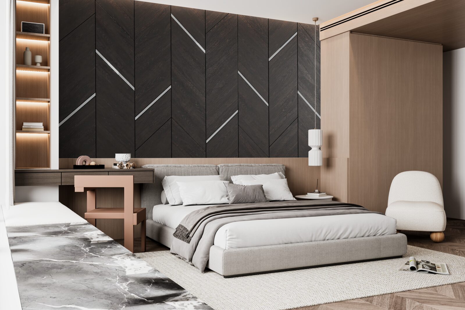 Фотошпалери паркет чорний з білими смугами