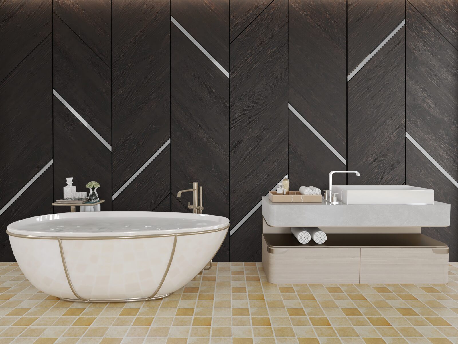 Фотошпалери паркет чорний з білими смугами