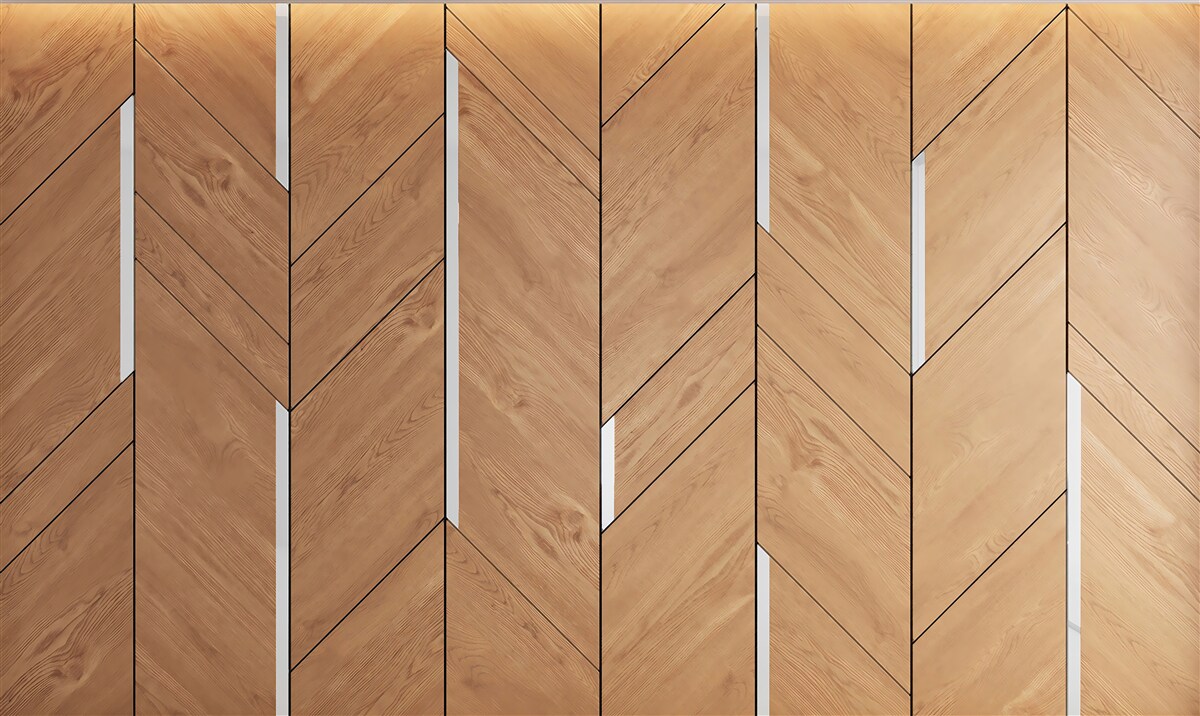 Фотошпалери коричневий паркет з вбудованим освітленням