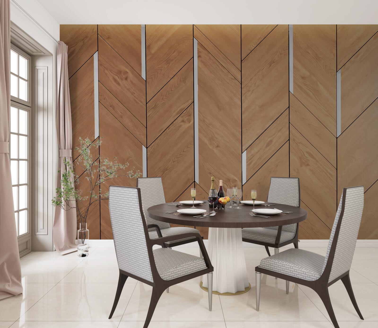 Фотошпалери коричневий паркет з вбудованим освітленням