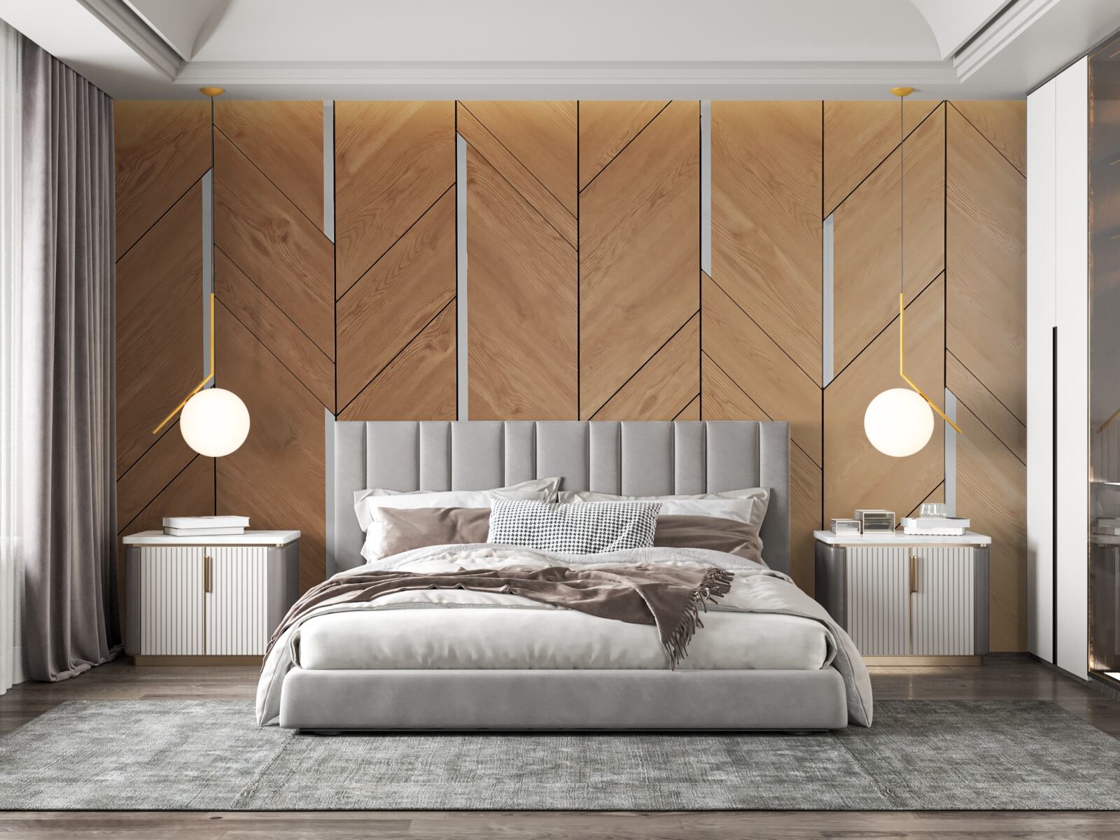 Фотошпалери коричневий паркет з вбудованим освітленням