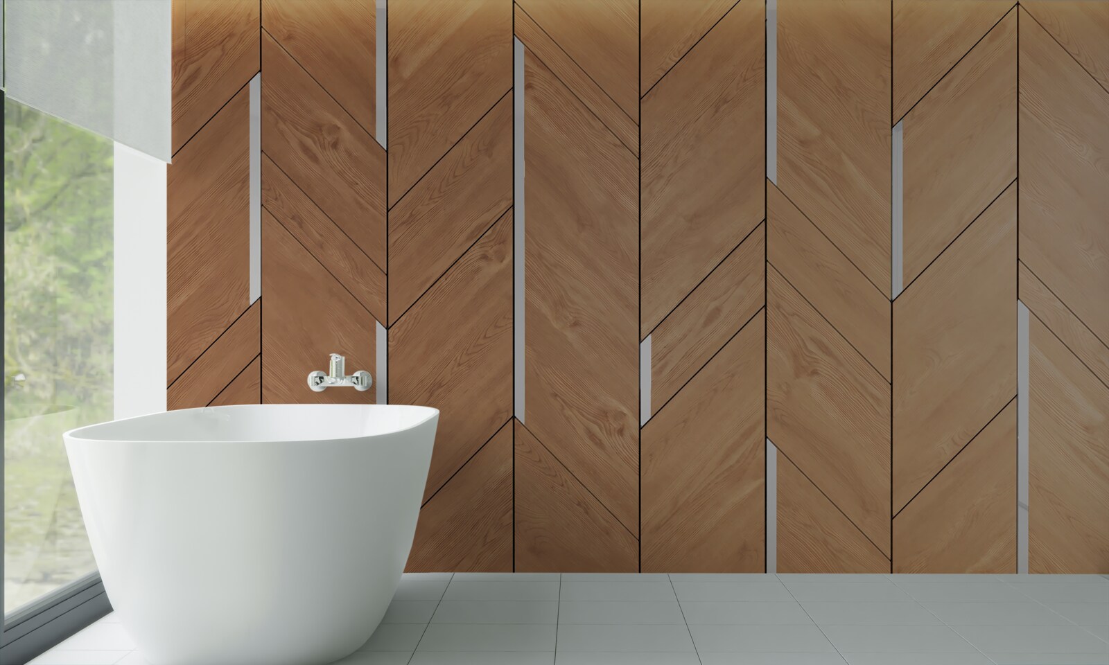 Фотошпалери коричневий паркет з вбудованим освітленням