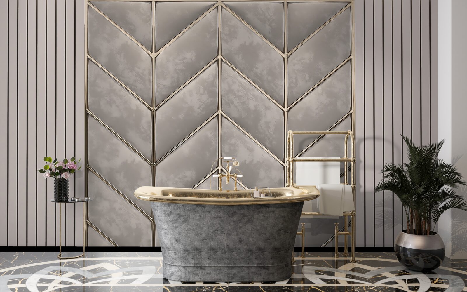 Фотошпалери сіро-золотиста текстура