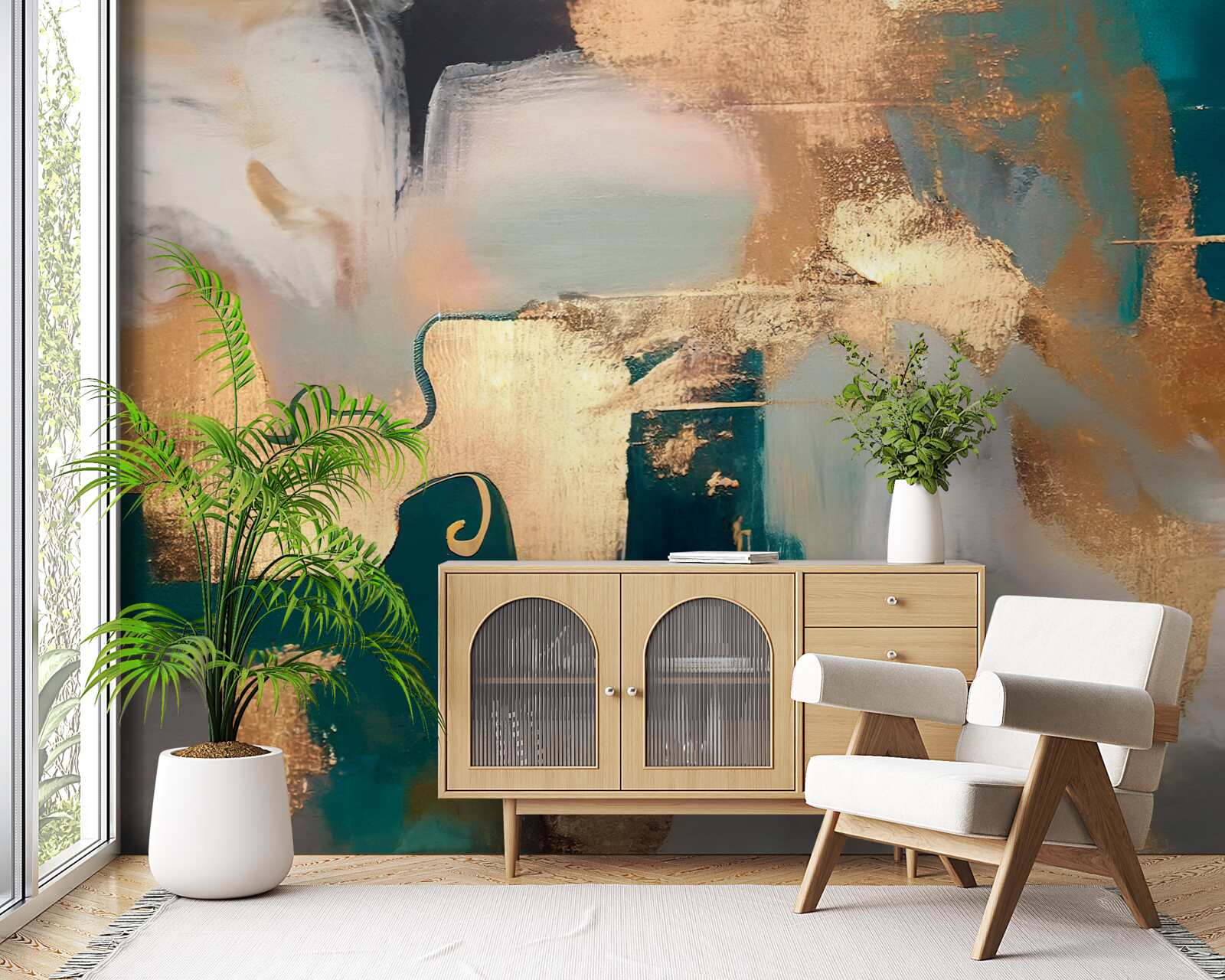 Фотошпалери розмазане золото на сірому мармурі