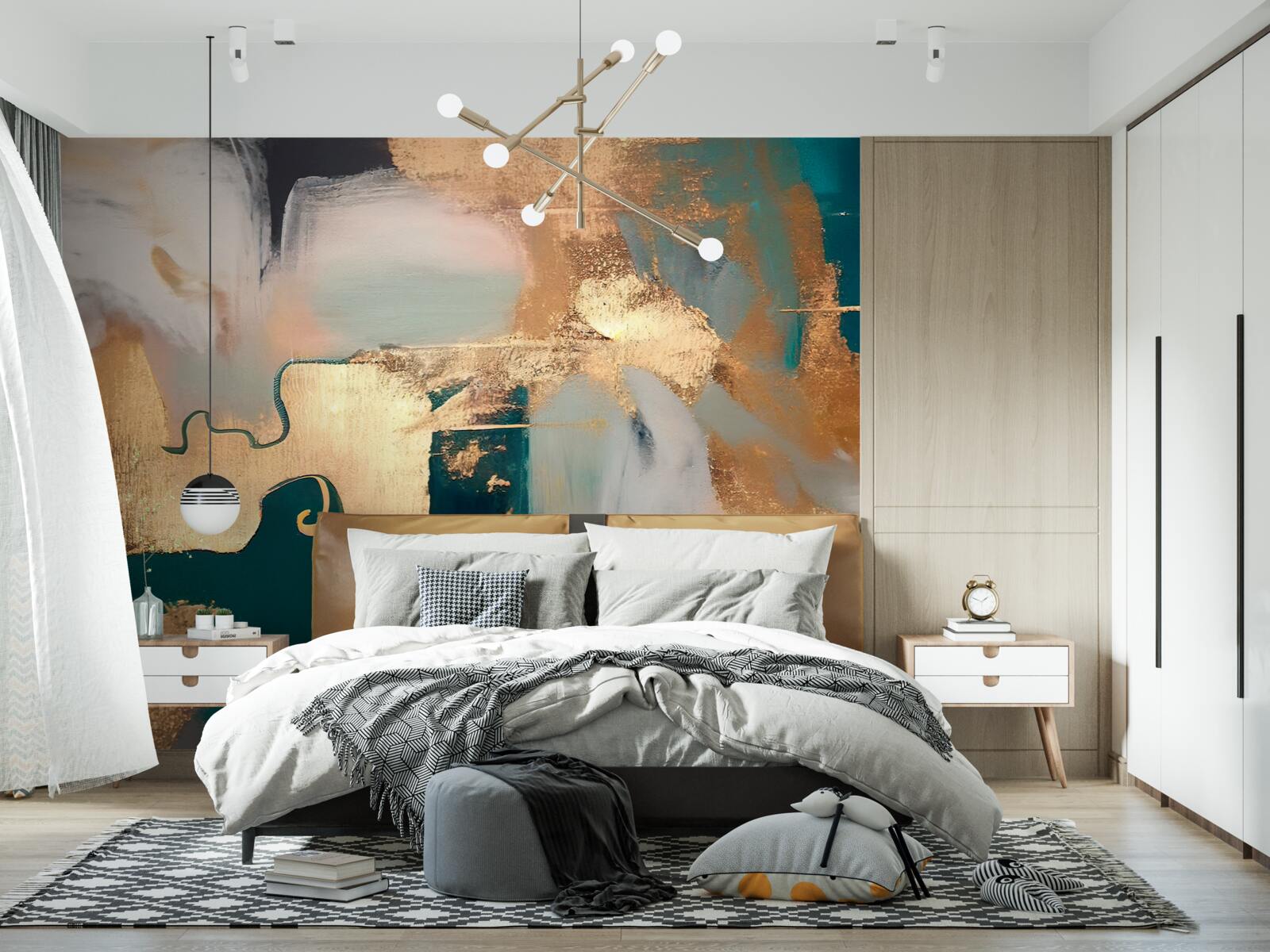 Фотошпалери розмазане золото на сірому мармурі