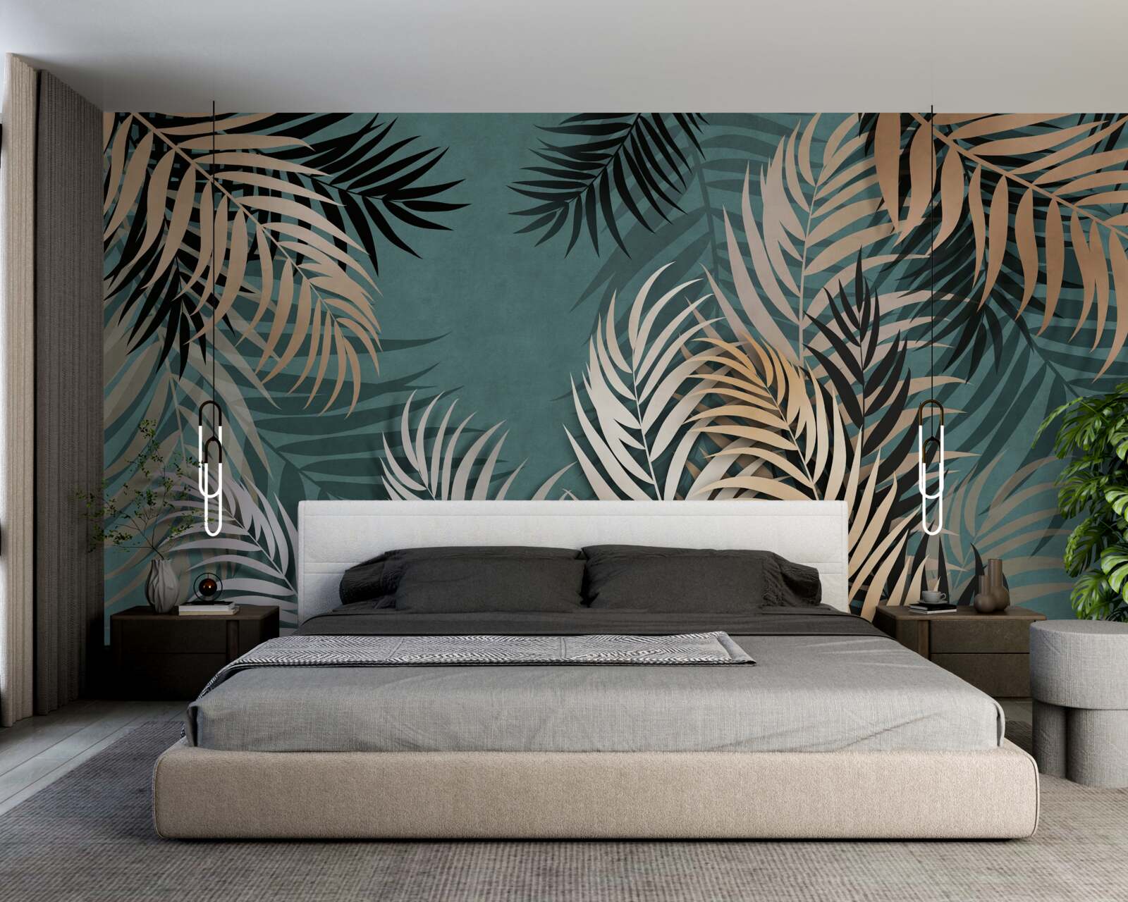 Фотошпалери золотиста папороть вночі