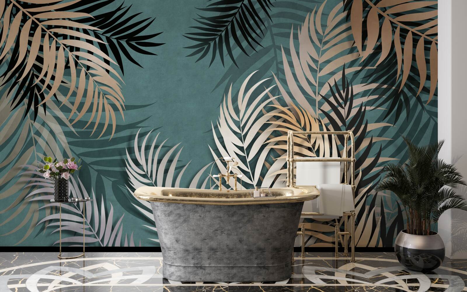 Фотошпалери золотиста папороть вночі