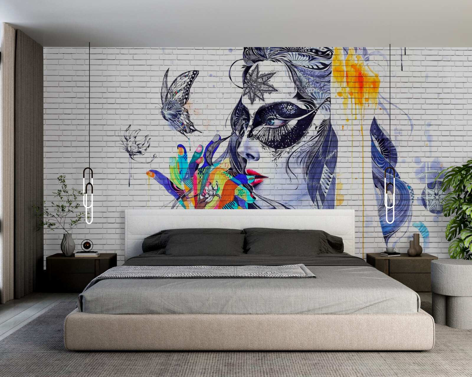 Фотошпалери зображення дівчини в масці в абстрактному стилі