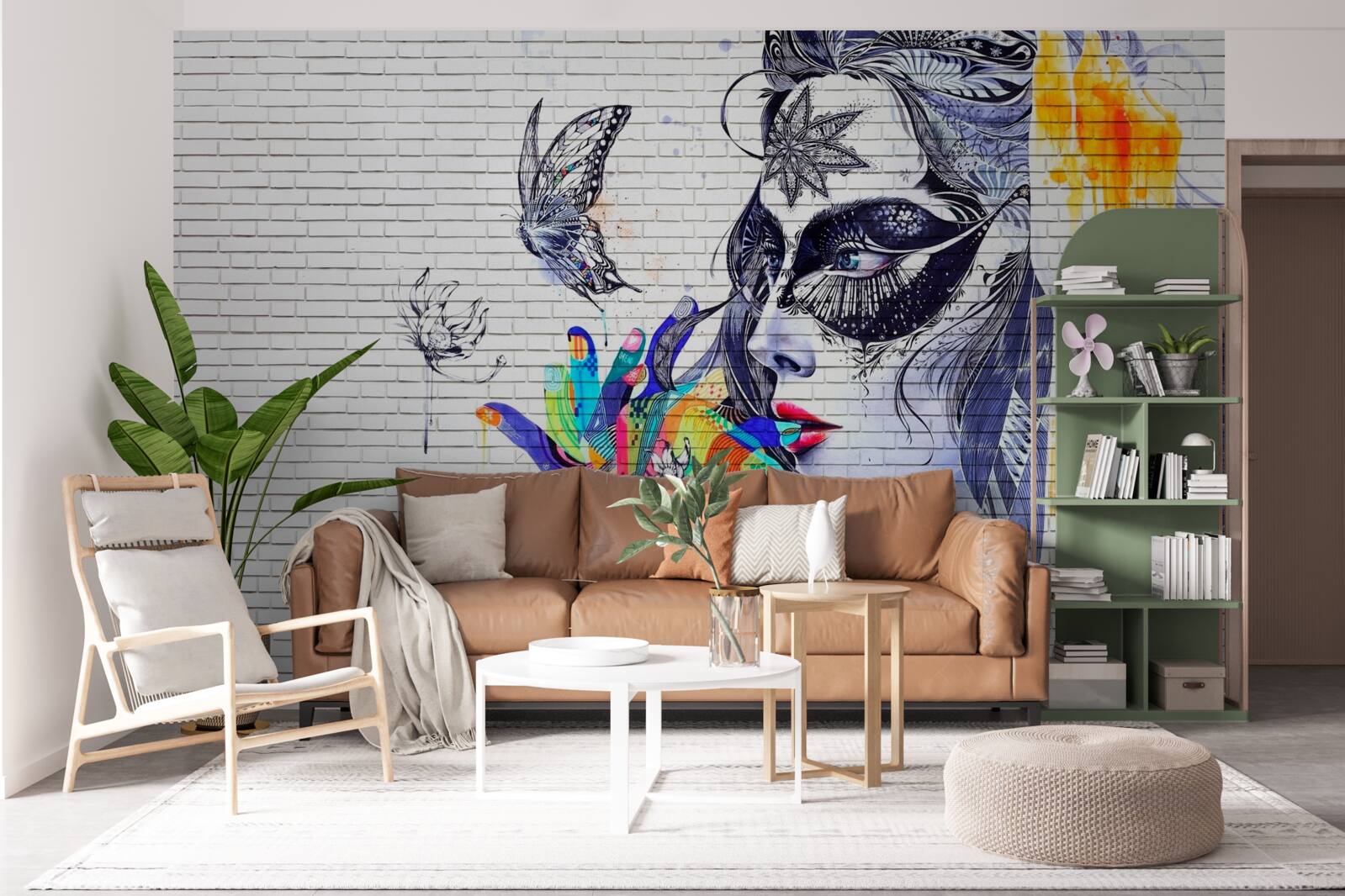 Фотошпалери зображення дівчини в масці в абстрактному стилі