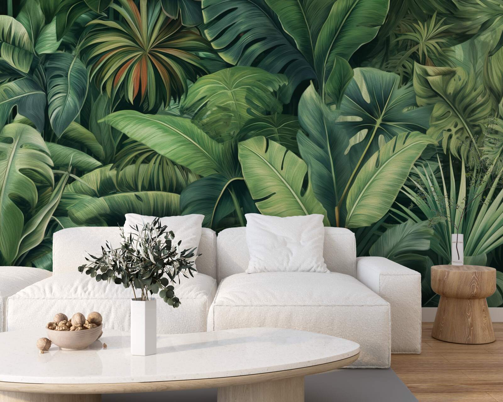 Фотошпалери велике зелене листя в джунглях