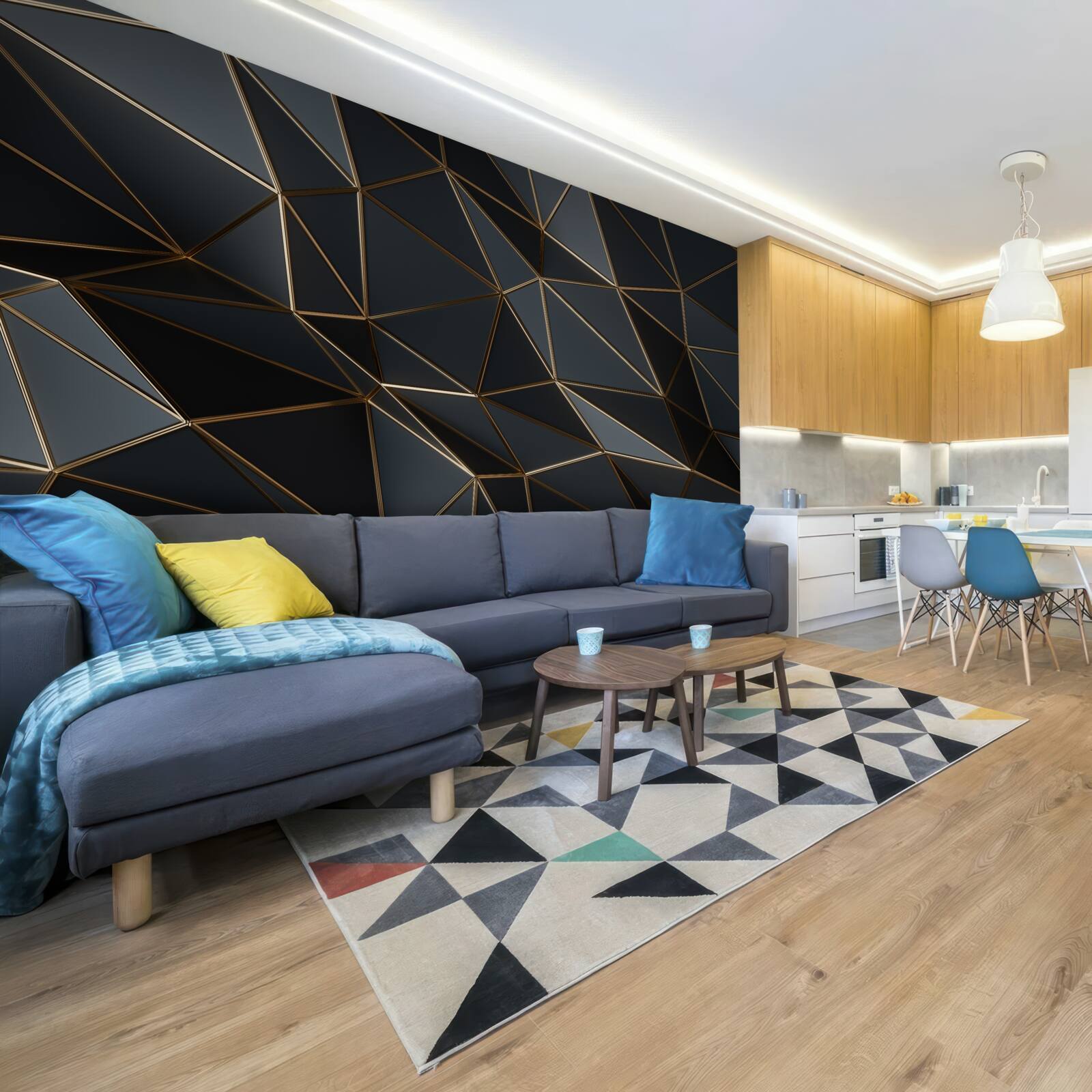 Фотошпалери об'ємні фігури чорного кольору з тривимірним ефектом