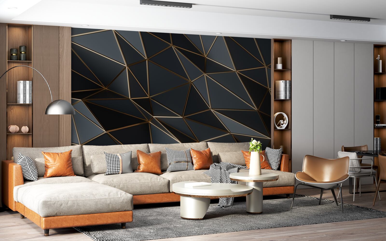 Фотошпалери об'ємні фігури чорного кольору з тривимірним ефектом