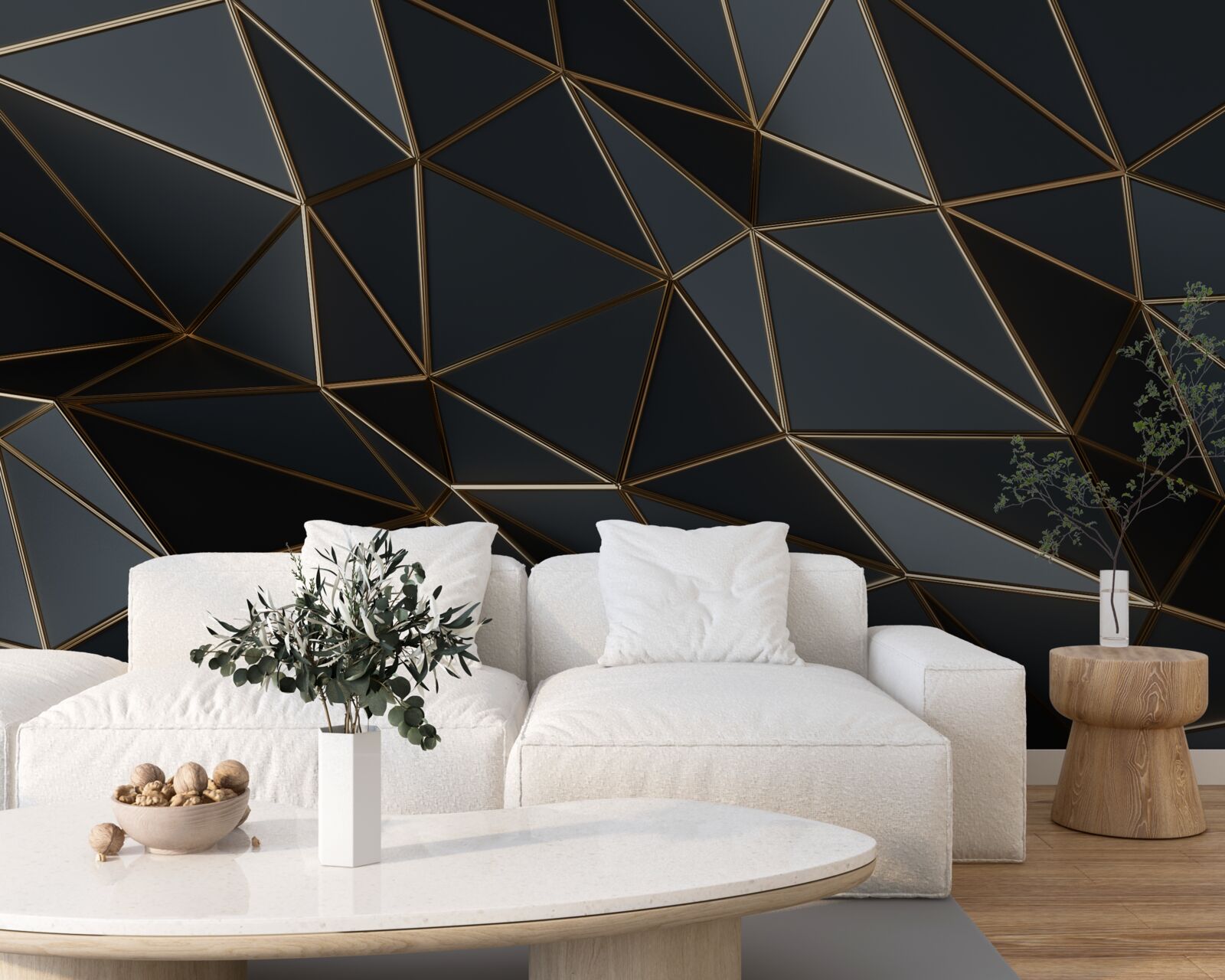 Фотошпалери об'ємні фігури чорного кольору з тривимірним ефектом