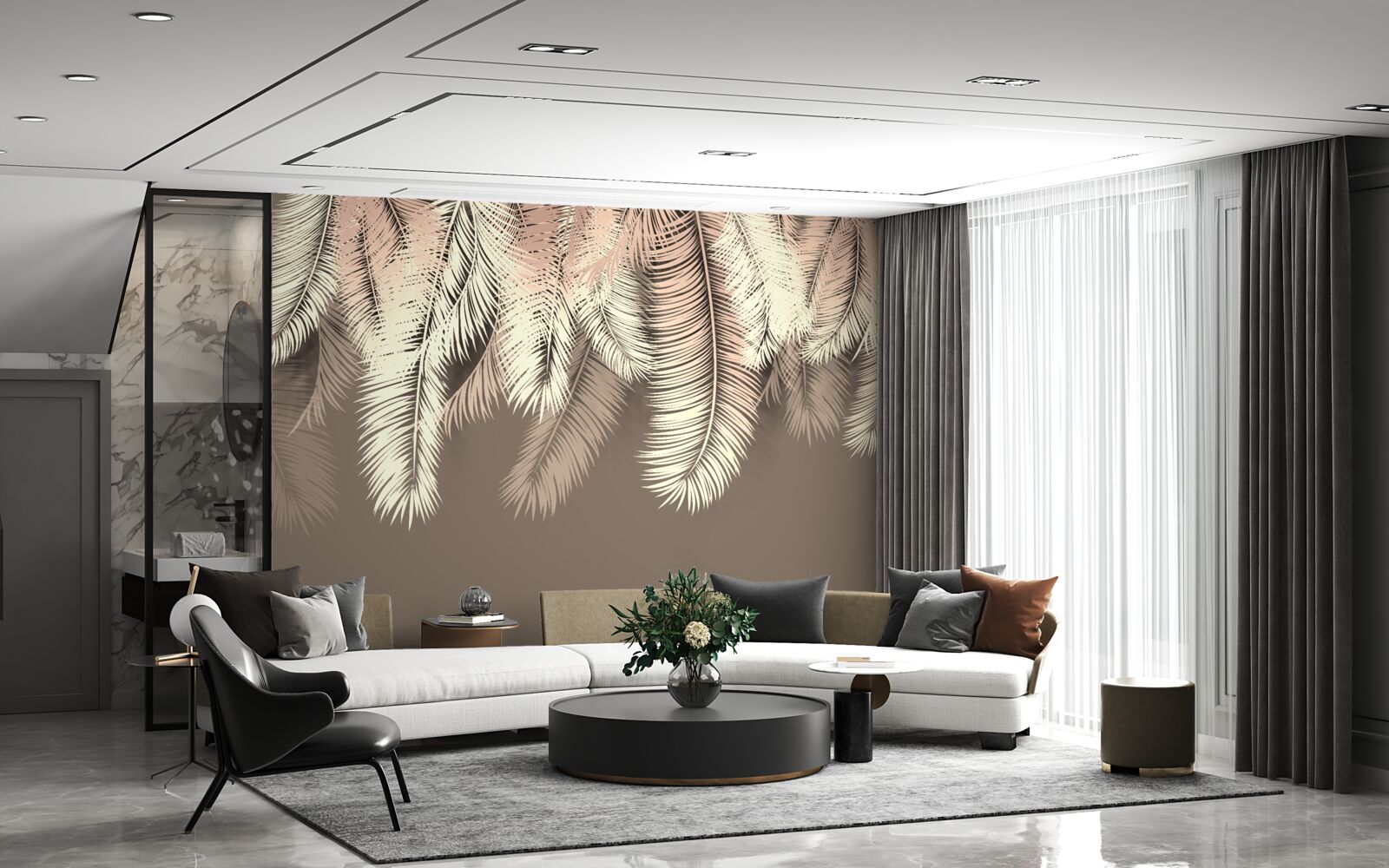 Фотошпалери пухнасте листя звисає