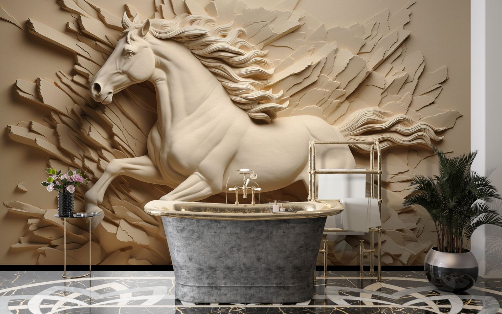 Фотошпалери 3d зображення коня, що біжить