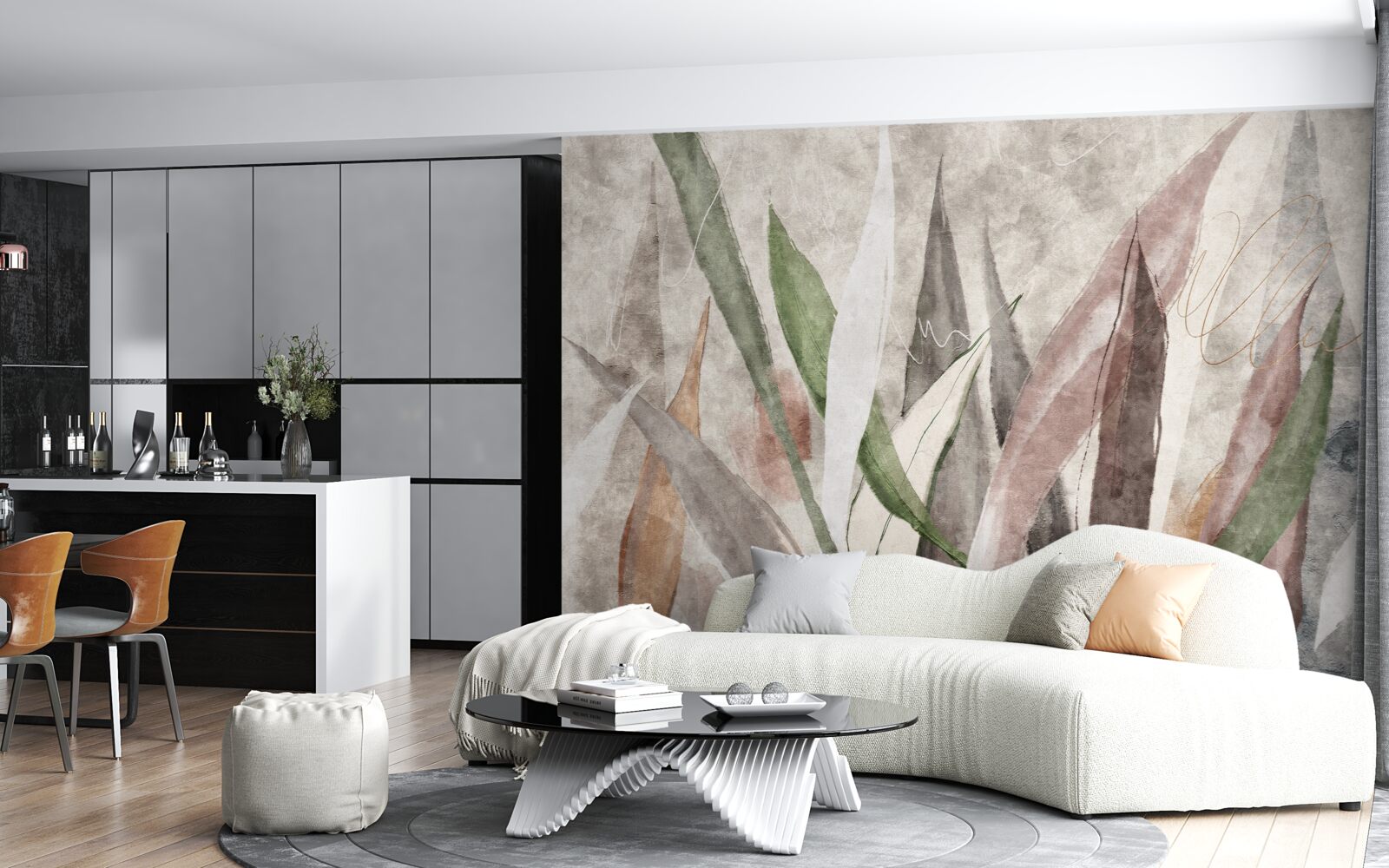 Фотошпалери барвисте листя джунглів, витягнуте в довжину