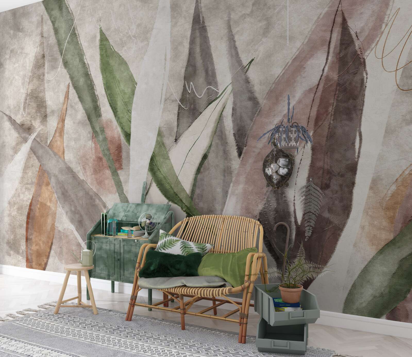 Фотошпалери барвисте листя джунглів, витягнуте в довжину