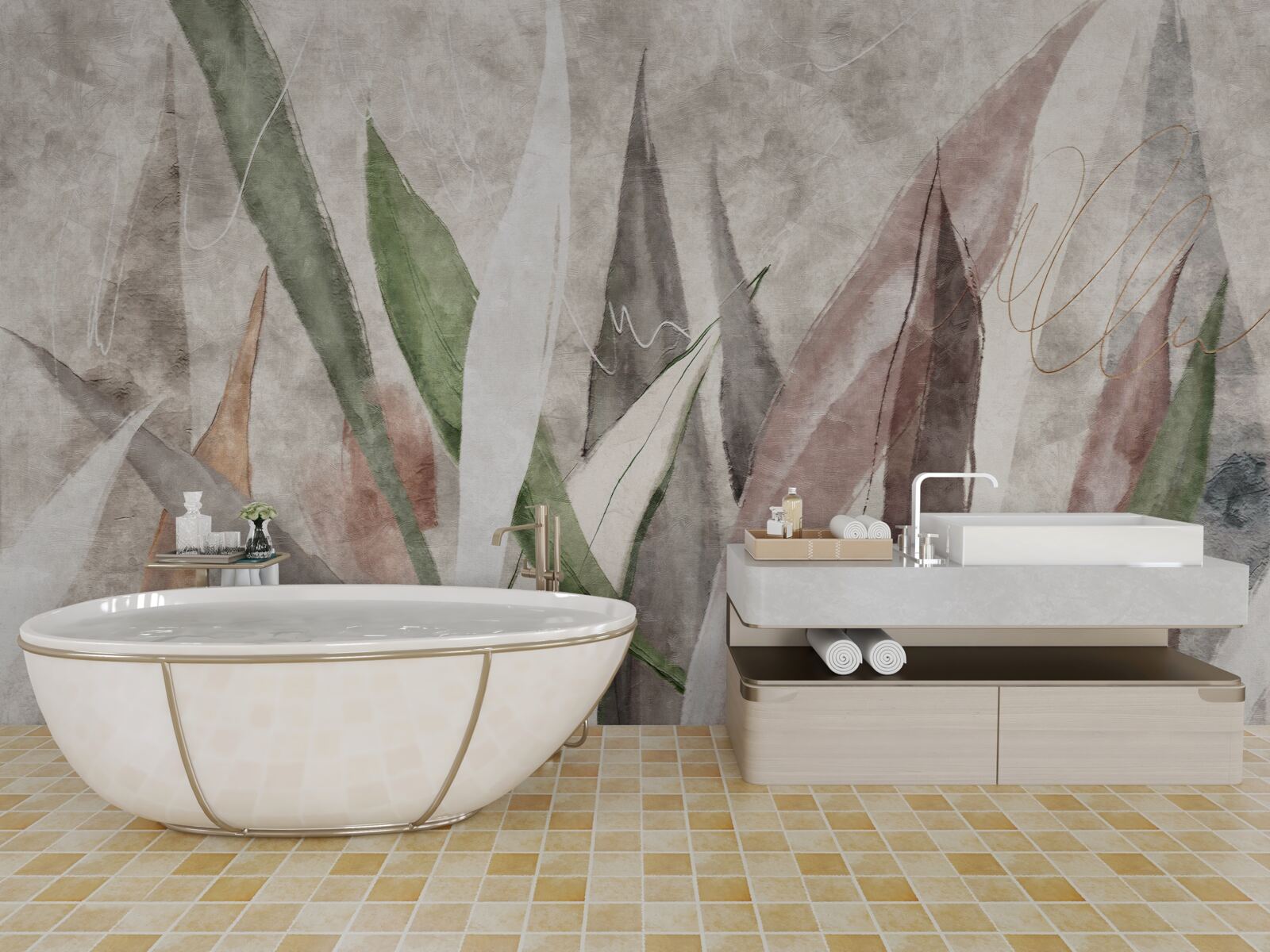 Фотошпалери барвисте листя джунглів, витягнуте в довжину