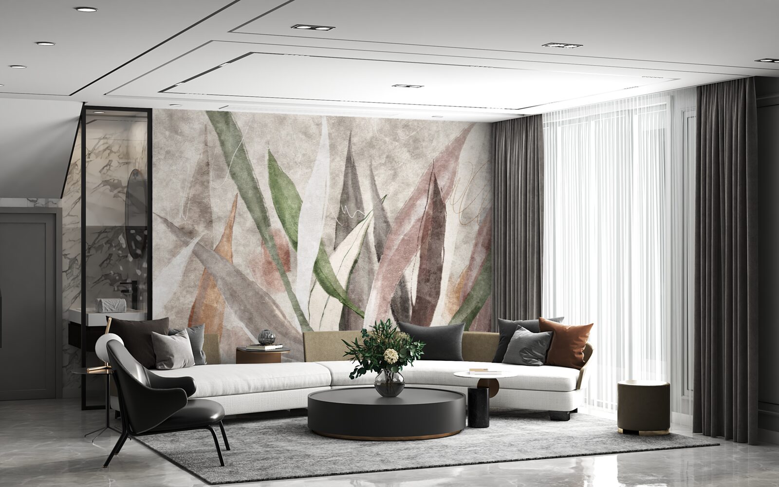 Фотошпалери барвисте листя джунглів, витягнуте в довжину