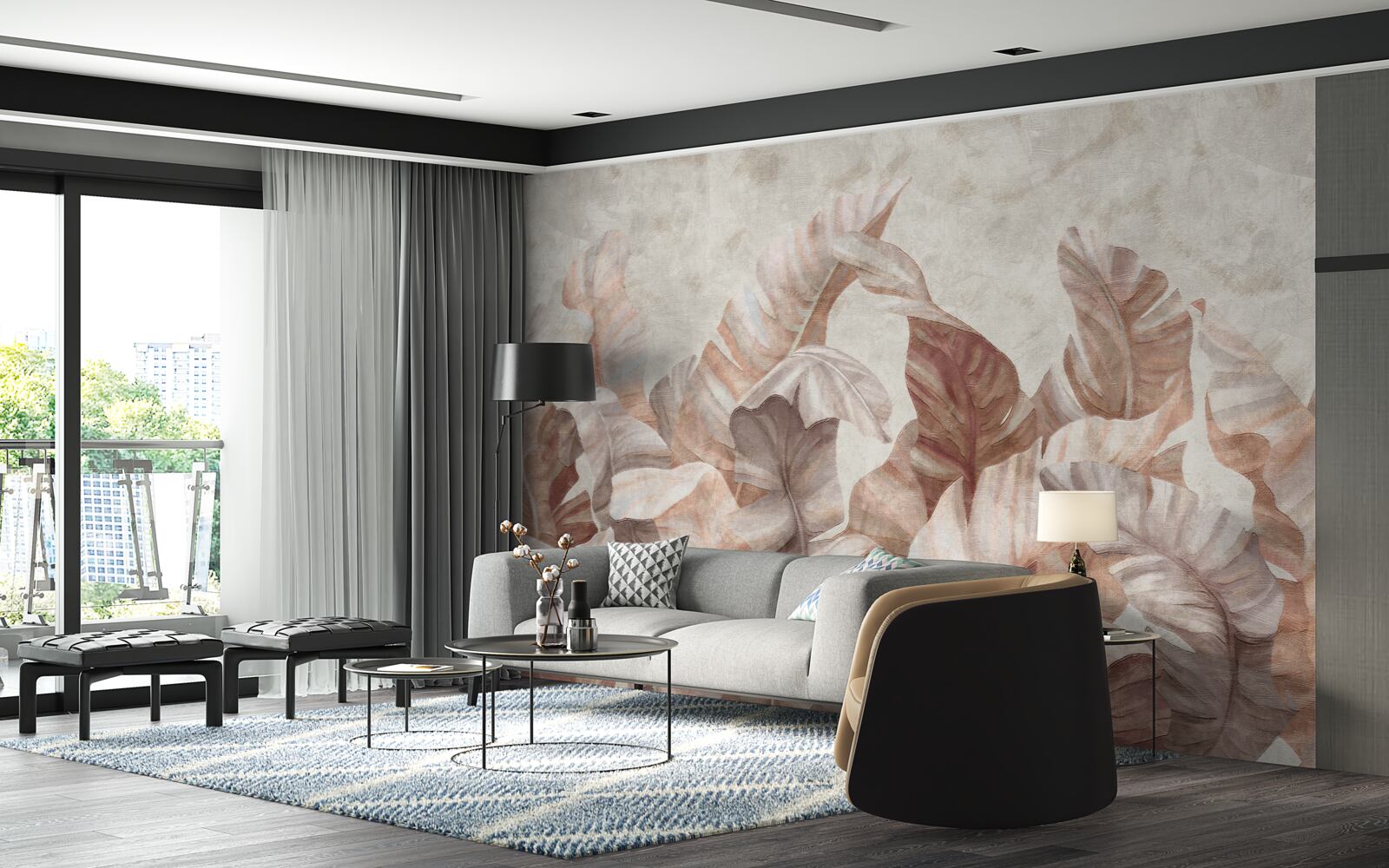 Фотошпалери велике листя тропічних рослин