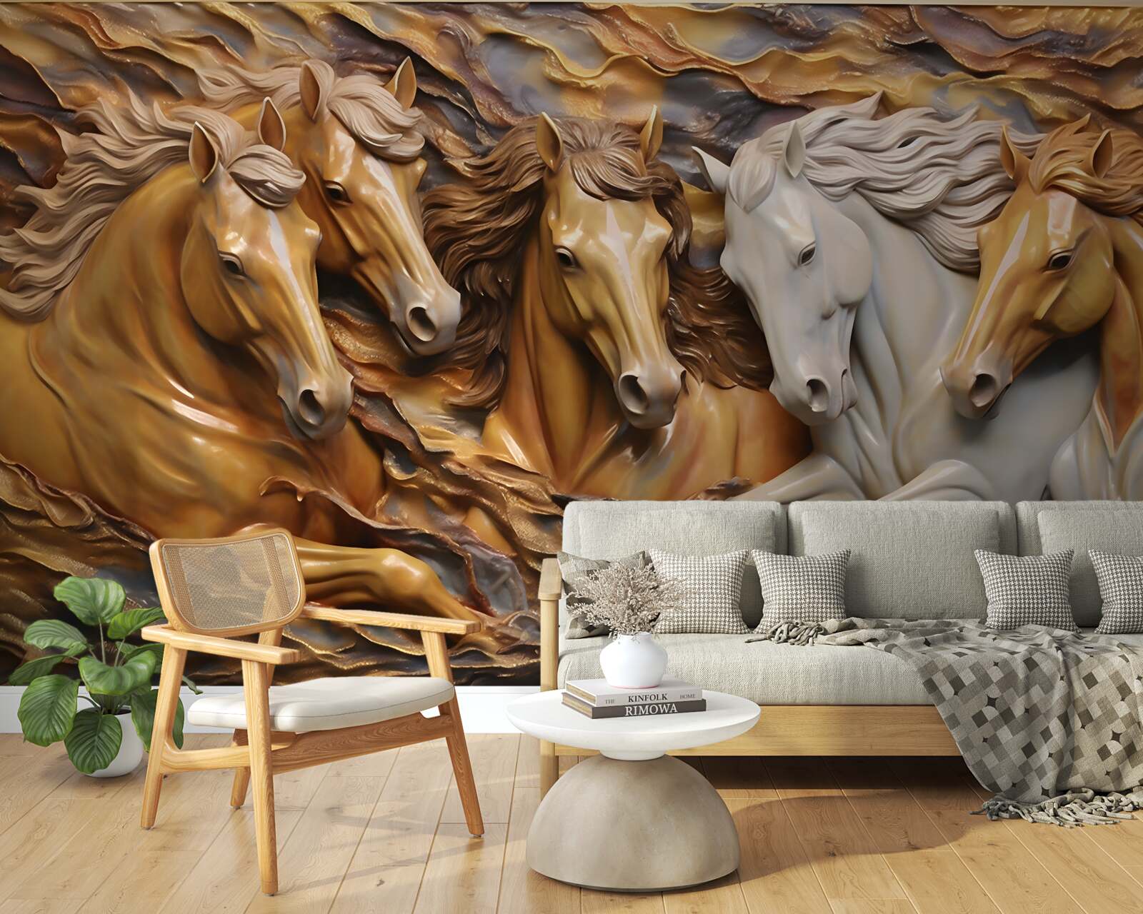 Фотошпалери бігові коні стали легкими